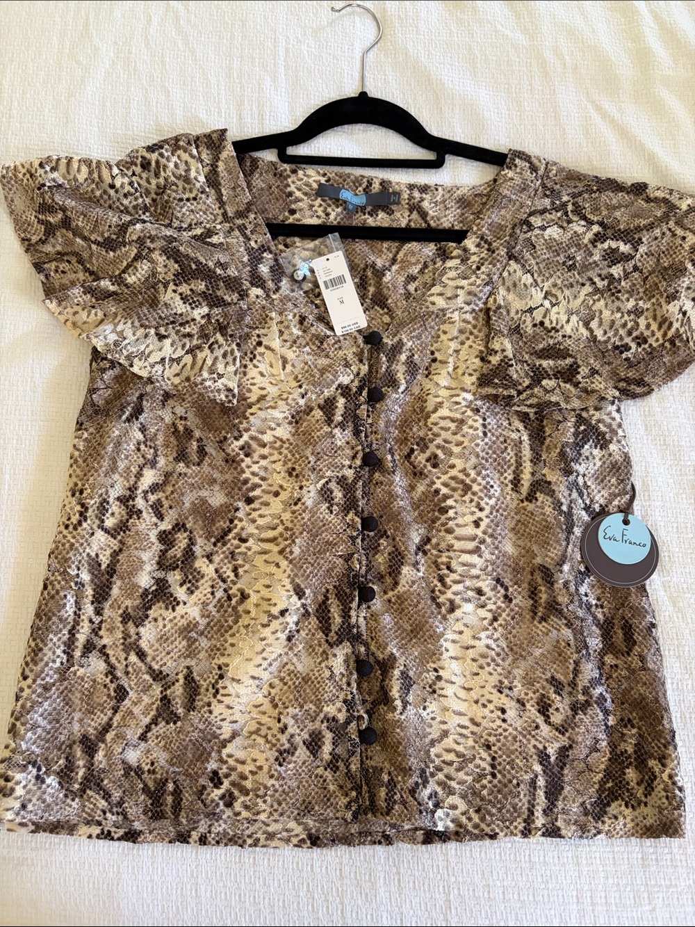 Anthropologie Brown Snake-Print Button Front Blouse from Anthropologie
